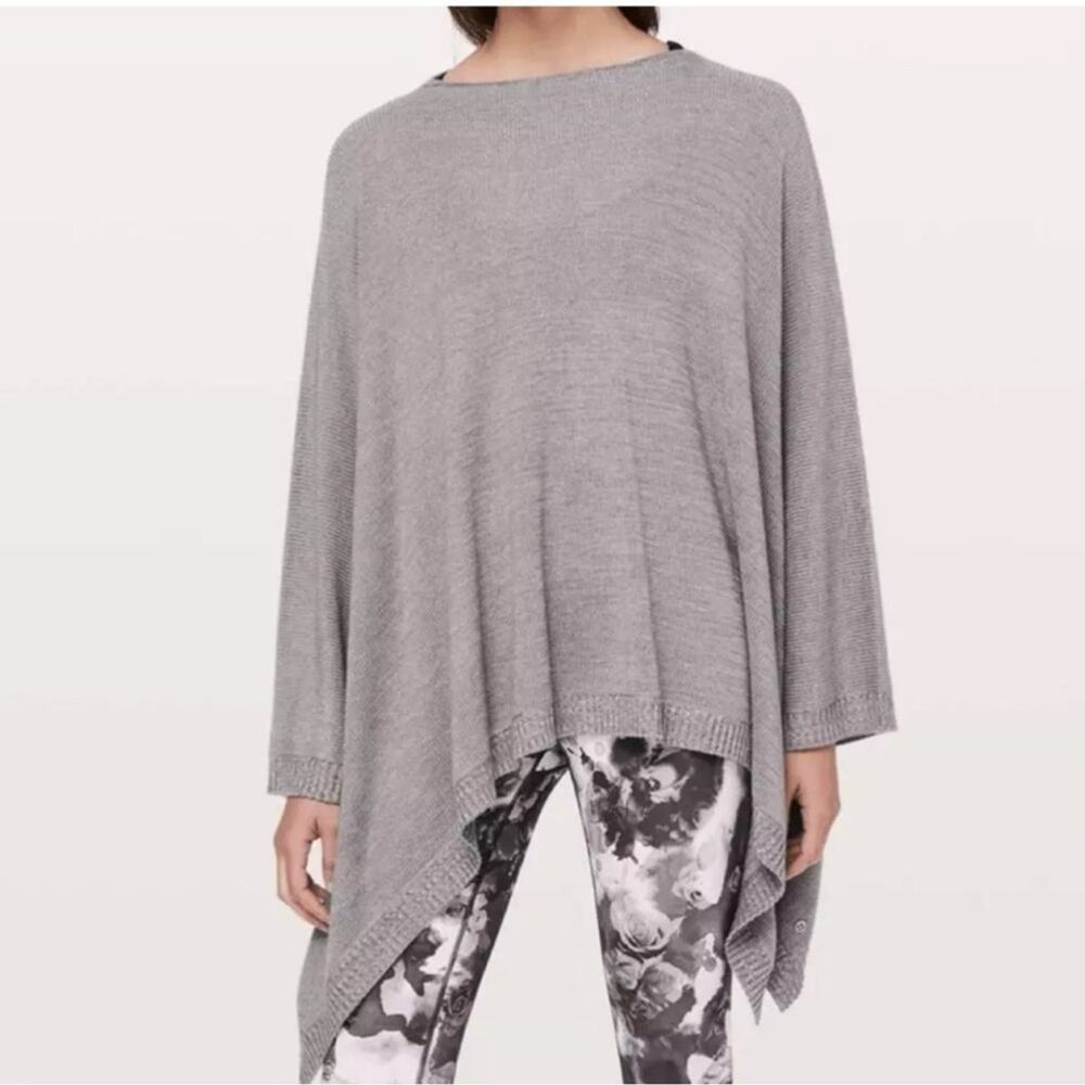 Lululemon Divinity Scarf Lunar Rock Gray Cashmere Blend Wrap Poncho Shawl OS